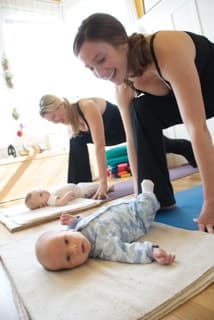 Postnatal yoga with baby